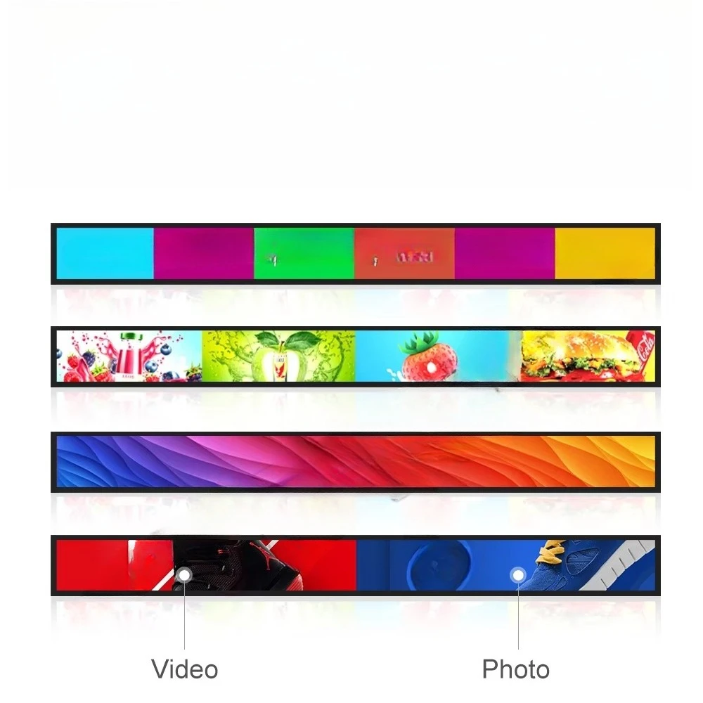 Indoor bar screen Ultra-wide bar LCD screen, suitable for supermarket shelf advertising player