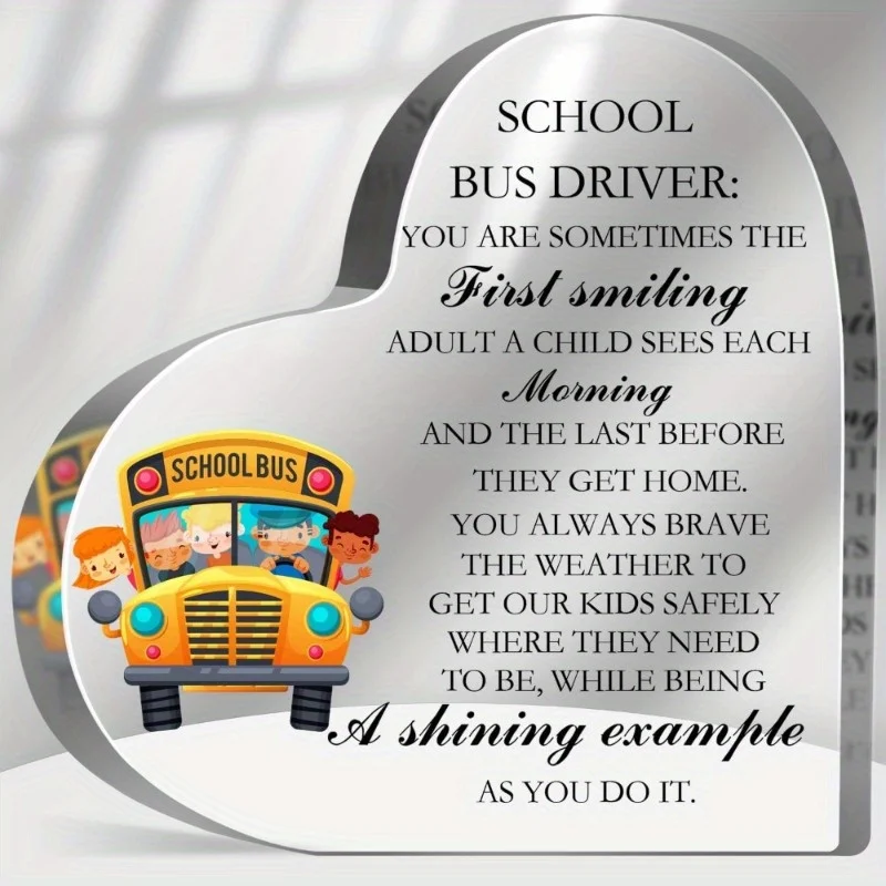 Acrylic School Bus Driver Appreciation Plaque – Personalized Thank You Gift for Drivers