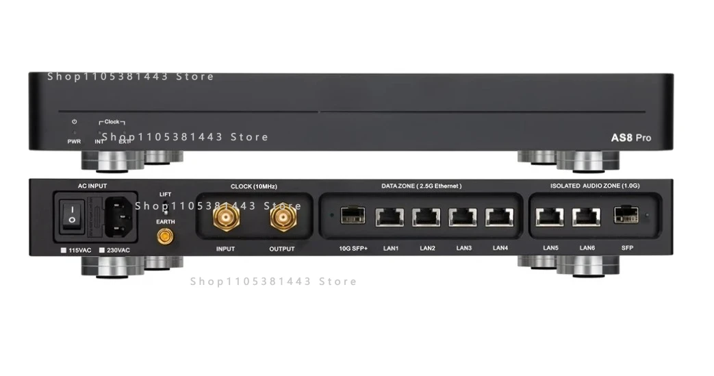 10Gbps,2.5Gbps,1000Mbps.SC Cut OCXO AS8 Pro Audio HIFI Switch Silver Black 2.5G 10G Optical Isolation OCXO Clock
