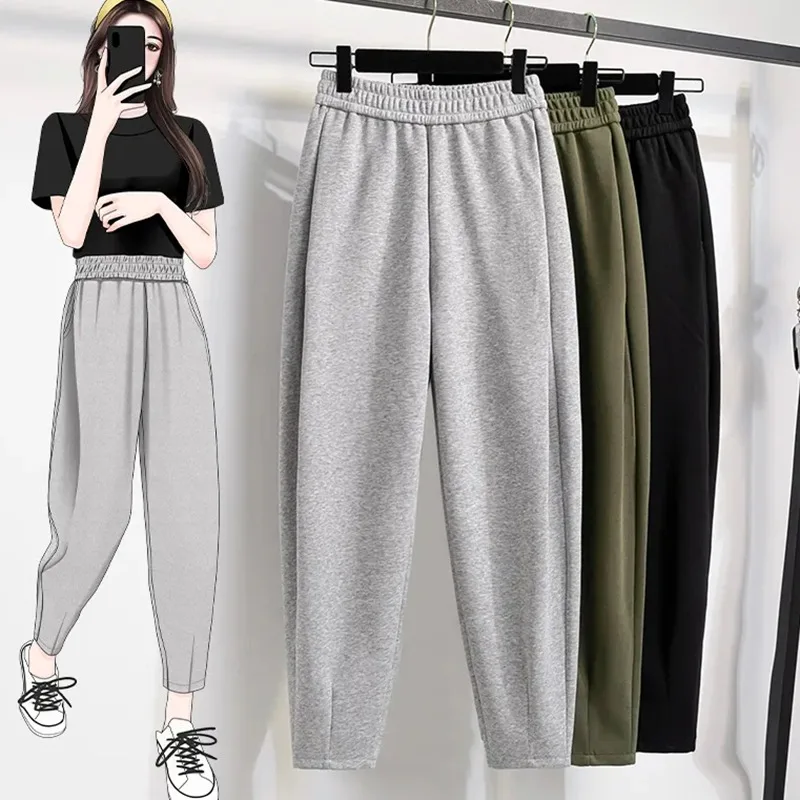 

New Women Lace Casual Baggy Harem Sweatpants High Waist Streetwear Up Pantalones Korean Straight Pants Big Size 4xl Trousers