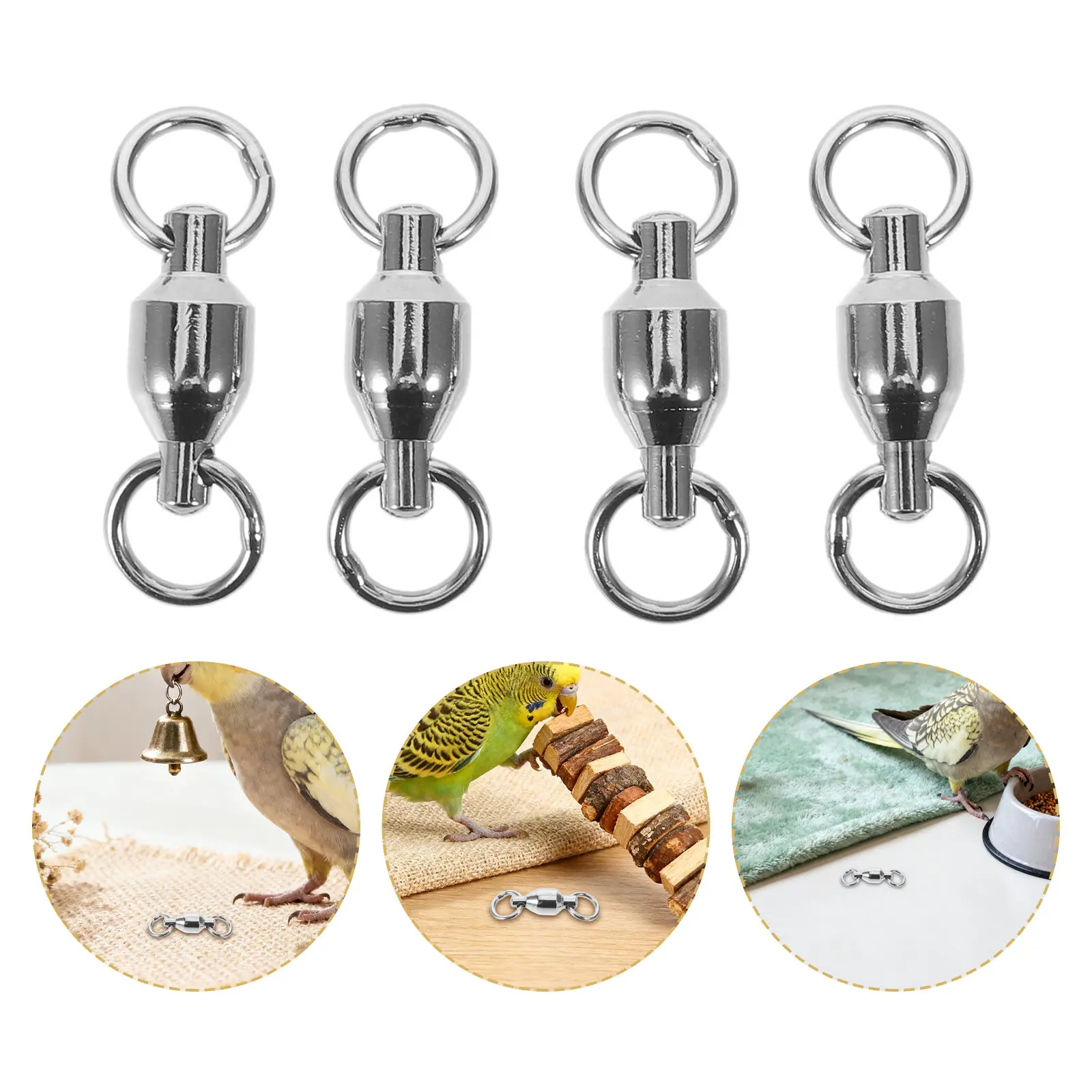 

20 шт. металлических поворотных карабинов с шарикоподшипником для рыбалки, морской и пресноводной ловли, поводков для животных, цепочек для попугаев, ювелирных изделий