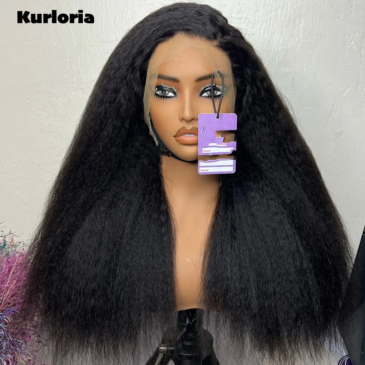 400 Density Black Kinky Straight 360 HD Transparent Lace Wig Wear and Go Drawstring Glueless 100% Human Hair Wig Pre Plucked