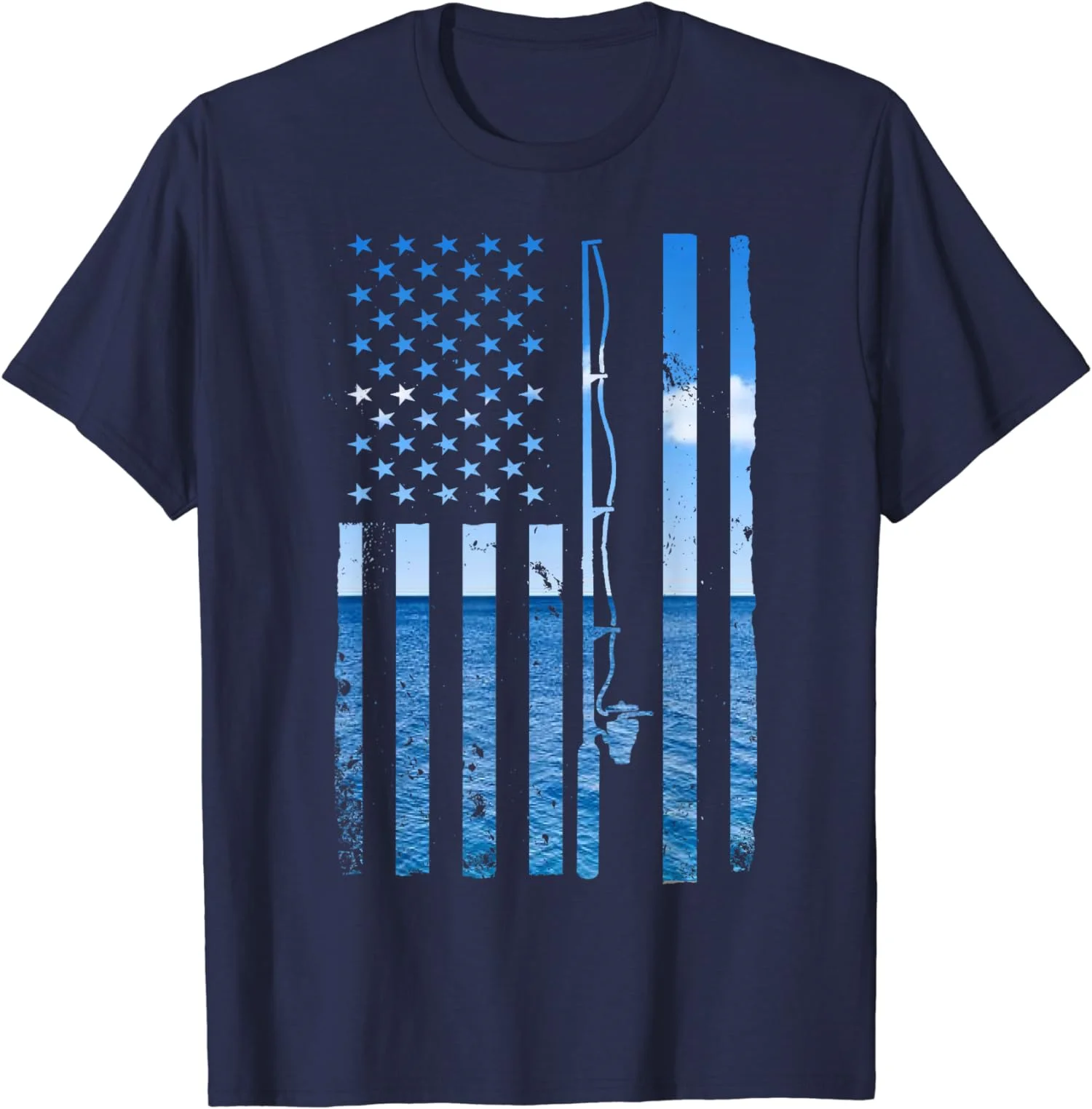 Fisherman Funny Fishing Usa American Flag Gift Unisex T-Shirt S-5XL