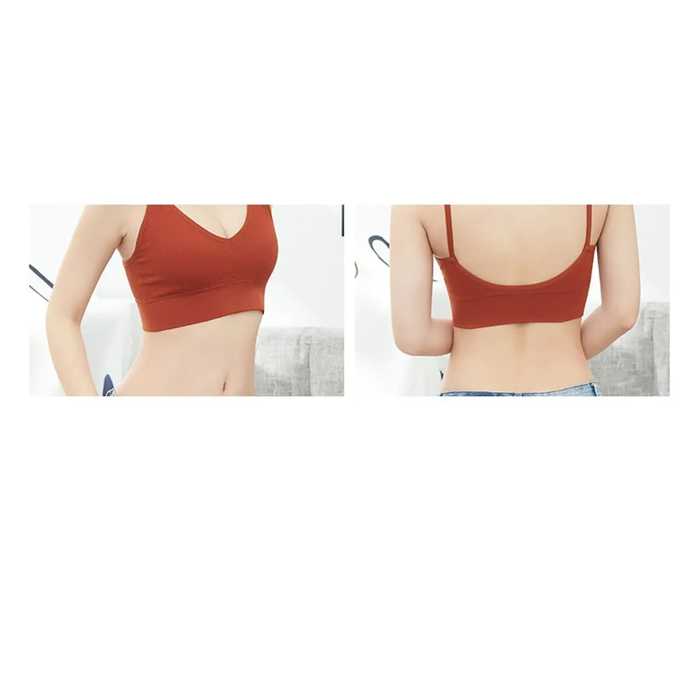One Size Women's Spaghetti Strap Camisole Tanks Comfortable Large U-shaped Back Girls Tube Tops With Chest Pad Bras