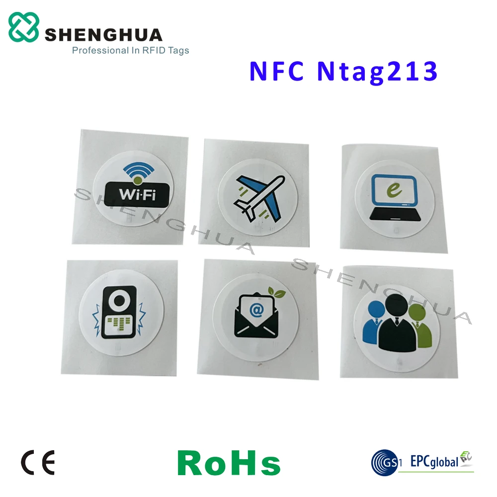 6 Cái/gói Android RFID Miếng Dán 13.56MHz NFC Phương Tiện Truyền Thông Xã Hội In Logo Ntag 213 Thẻ Tag NFC Chống Nước Tag NFC Iphone theo Dõi