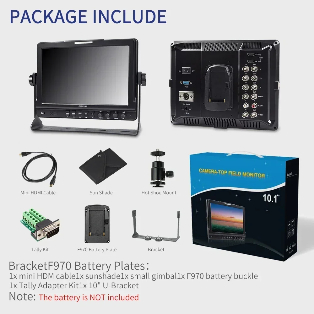 

FEELWORLD FW1018SPV1 10.1 Inch IPS Monitor 1920x1200 Professional Color Field Monitor with Focus Assist Histogram Waveform