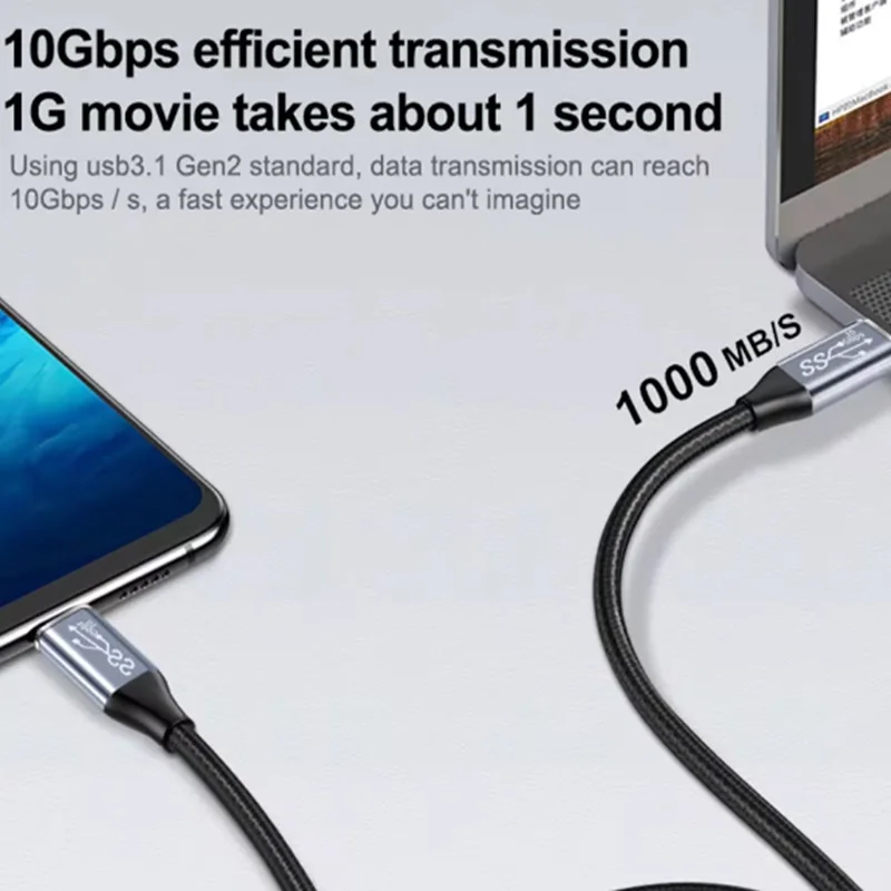 PD100W Male to Female USB C Extension Cable USB3.1 10Gbps Type C Extender Cord Cable Thunderbolt 3 for Nintendo Switch MacBook