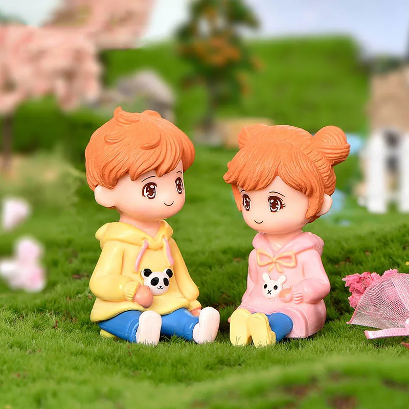 New Lovers Figures Couple Miniature Home Decor People Boy Girl Model Princess Fairy Gnome Valentine\'s Day Gift Dollhouse