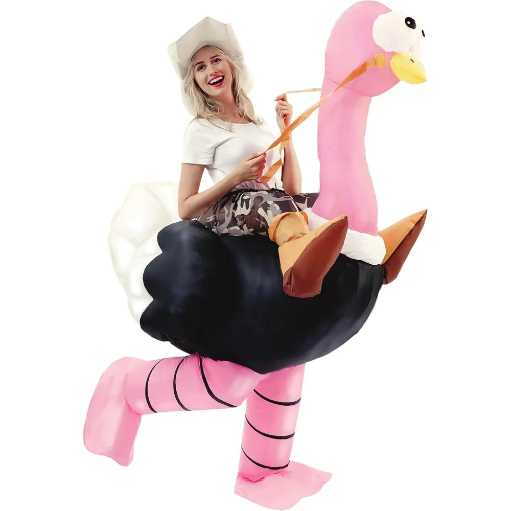 

Inflatable Halloween Costume Adult, Riding an Ostrich Air Blow Up Suit Deluxe Set for Dress Up Cosplay Parties, X-Large(75In)