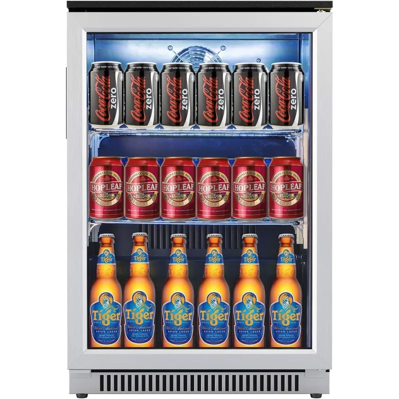 20 Inch Wide Built in Beverage Refrigerator with Clear Glass Front Door