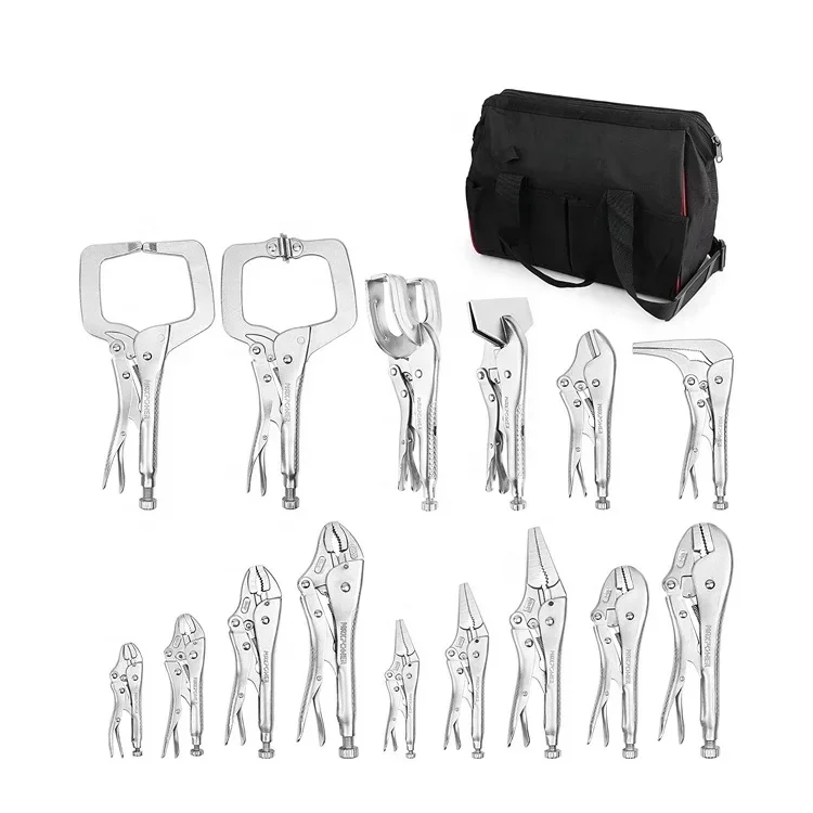 Maxpower Woodwork 15pcs locking pliers set vice grip C clamps tool set with Tool Bag