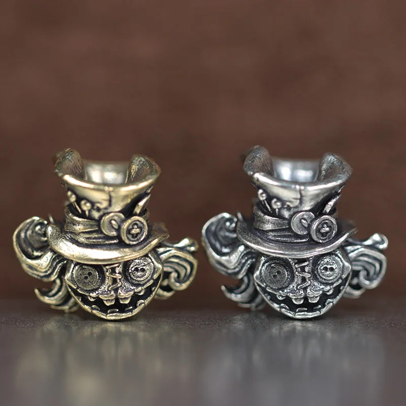 Double-sided Puppet Head Brass Knife Beads EDC DIY Paracord Woven Bracelets Lanyard Pendants Accessories Outdoor Tool Hangings