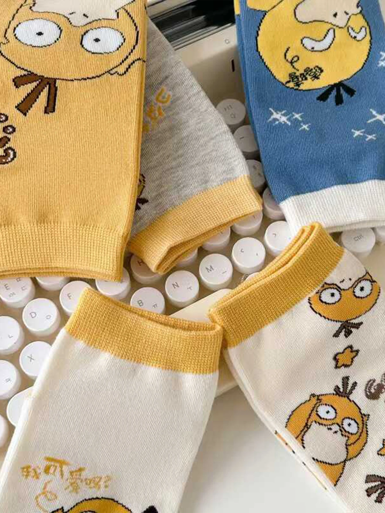 5/10 Pairs miniso Fashion Cartoon Anime Pok é mon Versatile Sweet and Cute psyduck Casual Outdoor short Socks image 6