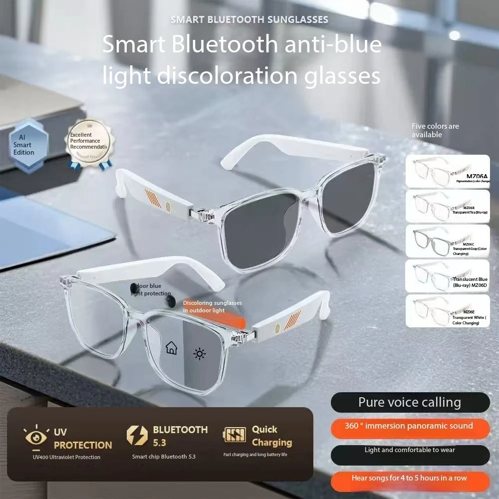 

Умные очки Bluetooth, линзы для наружного применения, меняющие цвет, модные наушники для звонков, солнцезащитные очки с защитой от синего света и звука