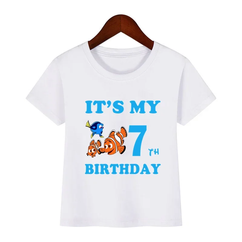 Disney Finding Nemo Dory Cute Fish Print Kids Clothes It\'s My 1 2 3 4 5 6 7 8 9 Years Birthday Boys Girls T shirt Baby T-Shirt