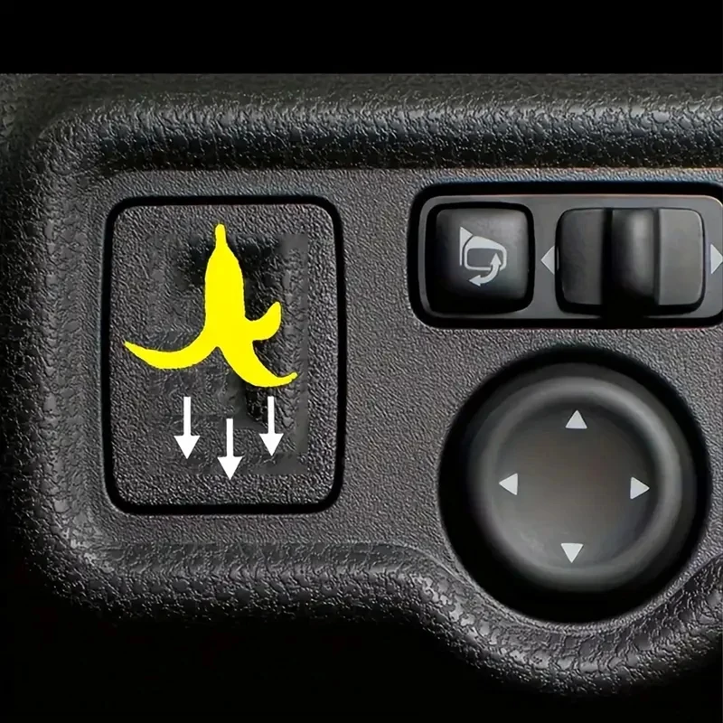 2 Pcs Car Stickers - Banana Peel Button Decals, Waterproof PVC Fun Motorcycle & Car Accessories for All Vehicles