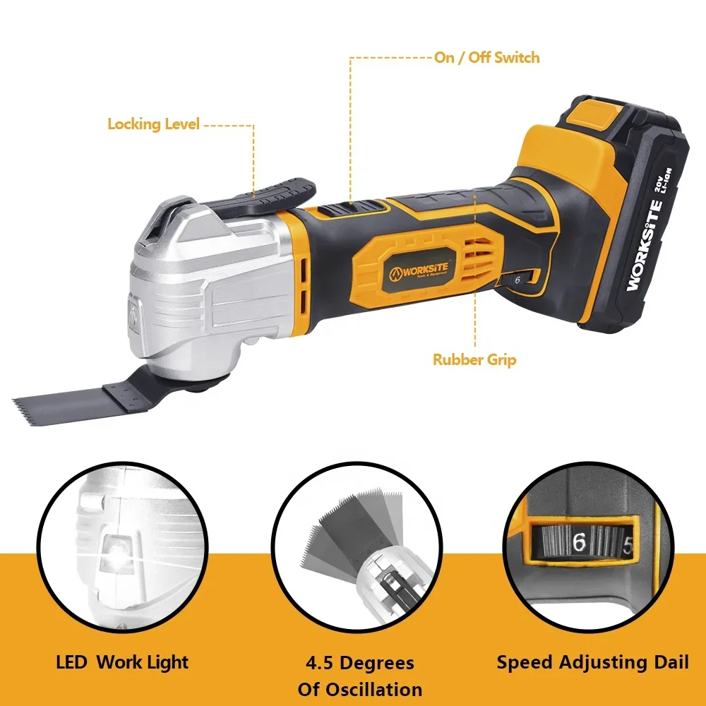 Customized 20V Oscillating Multi Tool 18000OPM Blades Knife Cutting Tools Battery Power Cordless Oscillating Saw