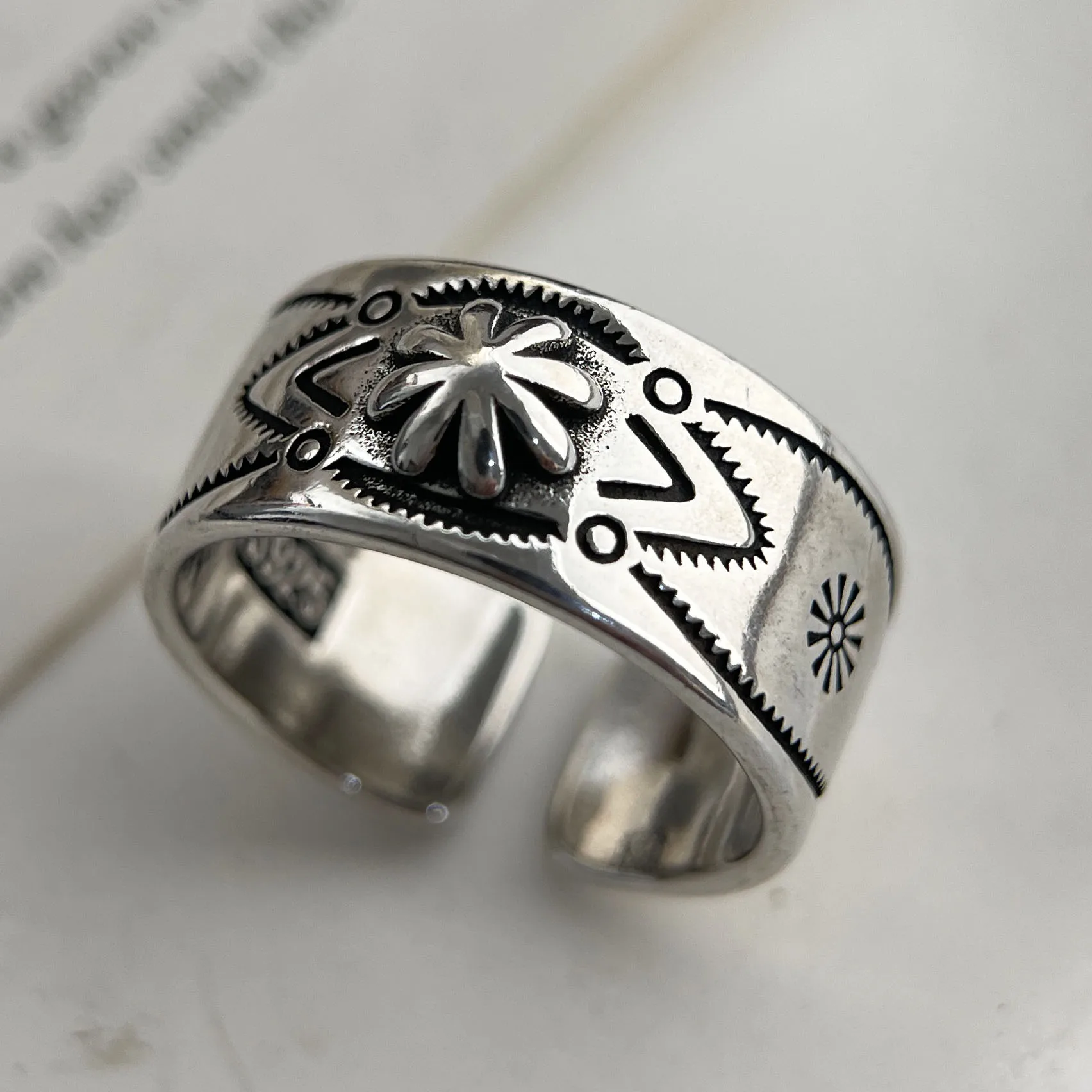Women's 925 Sterling Silver Minimalist Flower Pattern Ring, Gift