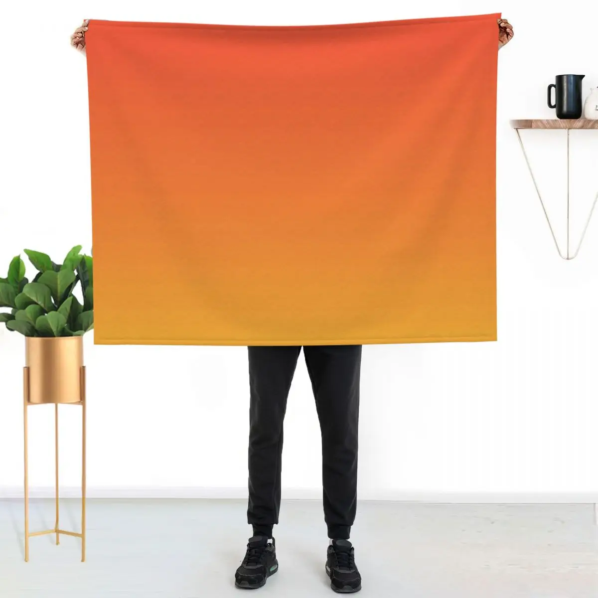 preppy modern trendy abstract Yellow Orange Ombre Throw Blanket anime Summer wednesday for babies Fashion Sofas Blankets