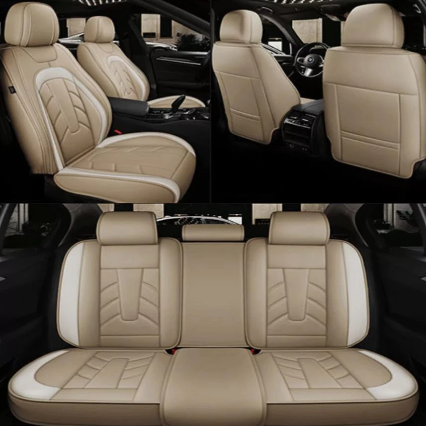 

Universal 5-Seats Full Set NAPA Leather Car Seat Covers Front & Rear Protector Seat Cushion Anti-scratch Protection Four Season