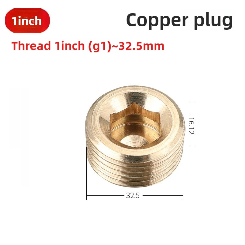 Brass Hex Pipe Plug Cap, 26mm/4" Hose End Cover with Internal/External Threads for Water/Gas Systems‌