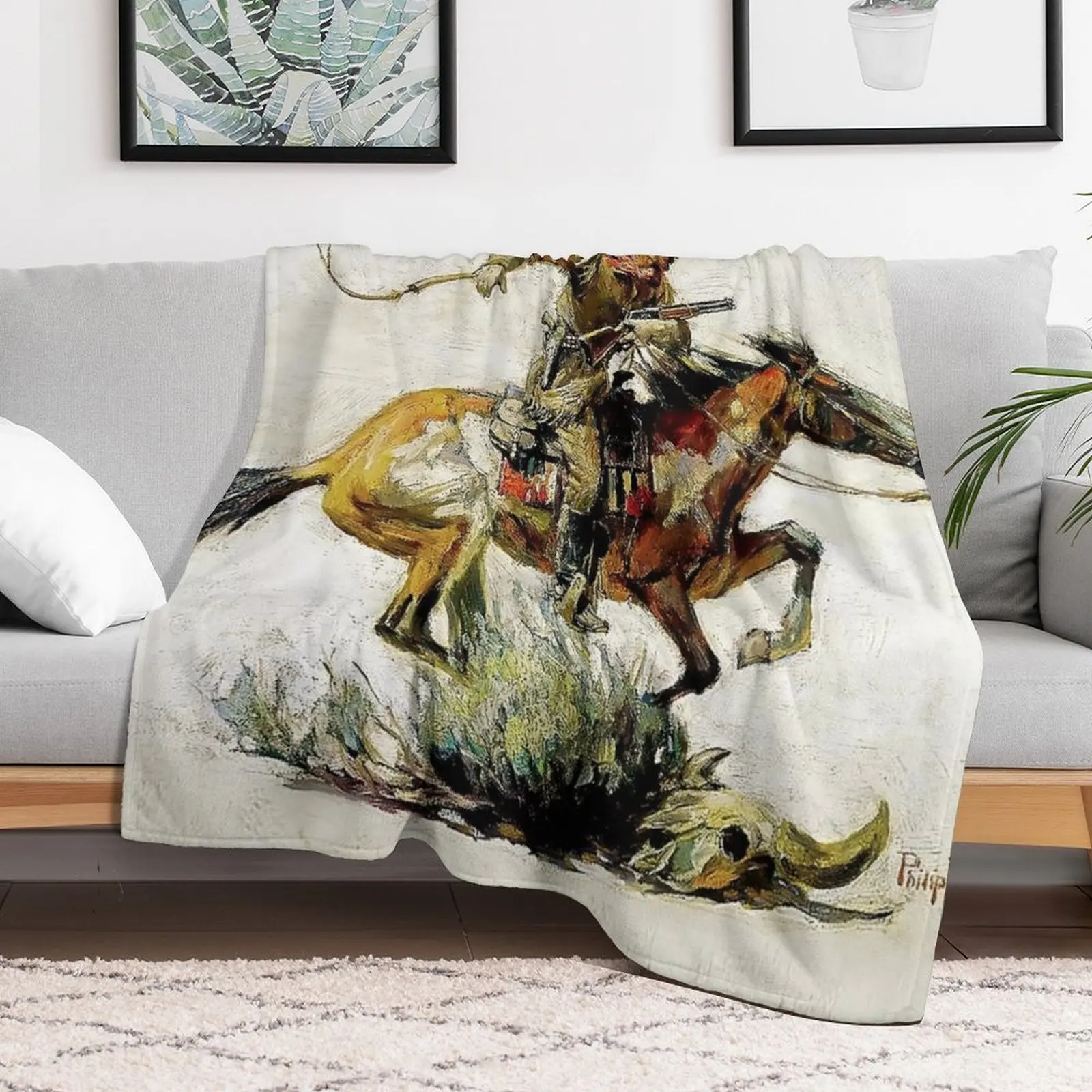 a??Winchester Horse and Ridera?? by Philip R Goodwin Throw Blanket Cozy Throw Blanket Birthday Gift for Him Her