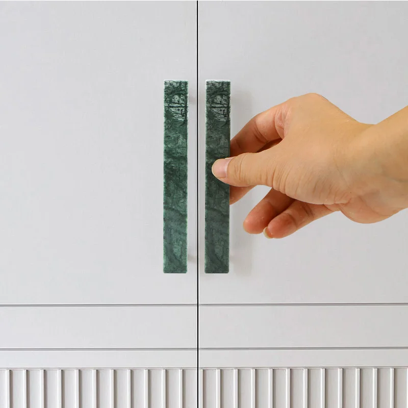 Marble Cabinet handles square Stone Drawer Bar Wardrobe Dresser Handle Pull bedside Cabinet Bar Furniture Door Hardware
