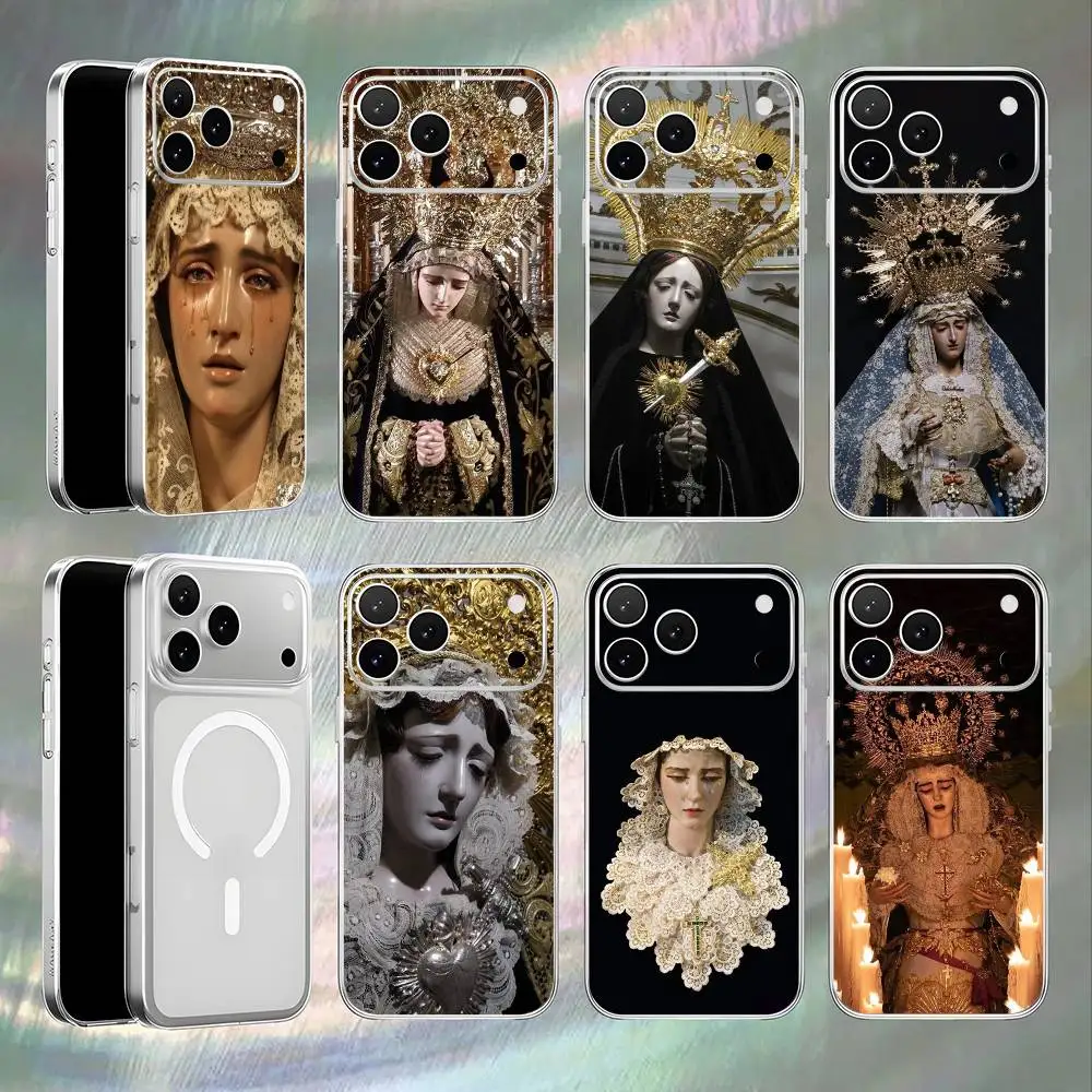 

Virgin Mary Phone Case For iPhone 17,16,15,14,13,12,11,Pro,Max,Plus,E,Air,Mini Magnetic Magsafe Frosted Clear
