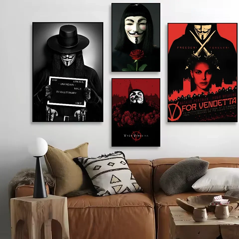 Classic Hackers Movie V For Vendetta Poster Aesthetic Canvas Painting Posters And Prints Wall Art Picture For Decoration