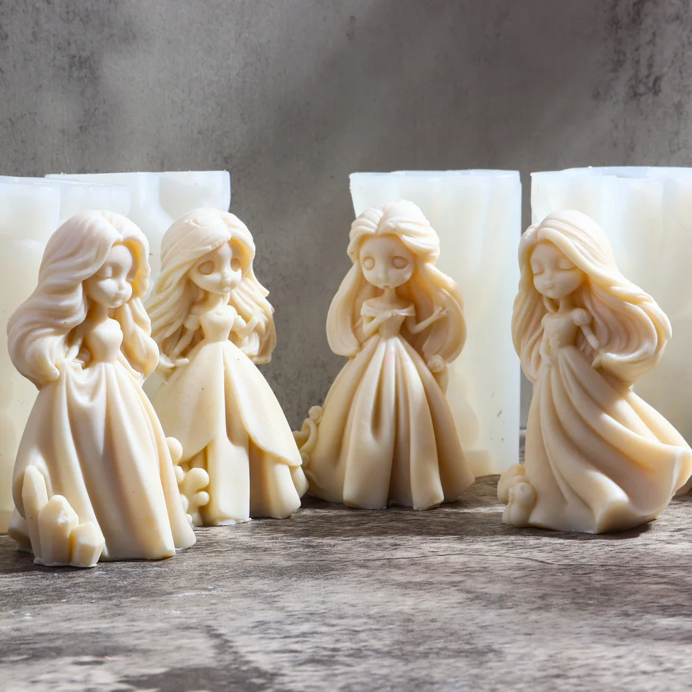 3D Sweety Princess Candle Silicone Mold DIY Cute Girls Aromatherapy Candle Gypsum Resin Soap Making Mould Craft Tabletop Decor