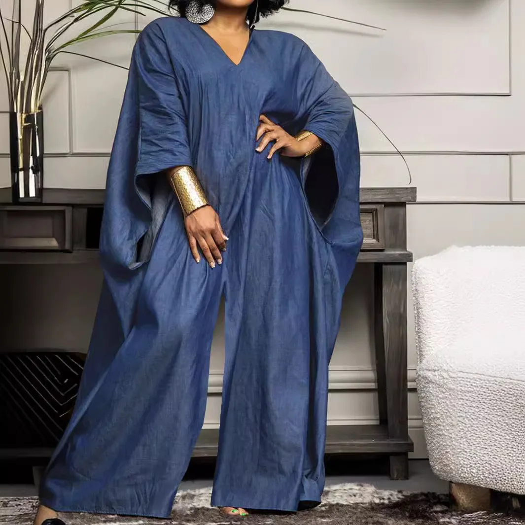 

Свободные комбинезоны с широкими штанинами больших размеров для женщин, с высокой талией, длинные брюки, из тонкого полиэстера, зимняя коллекция, модный женский комбинезон