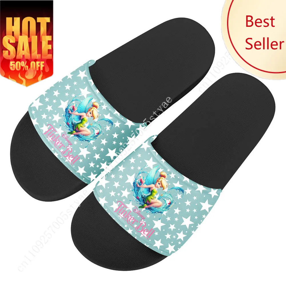 

Tinker Bell House Slippers Disney Cartoon Movies Sandals Design Your Photo Text Logo Holiday Decoration Gifts Custom Shoes