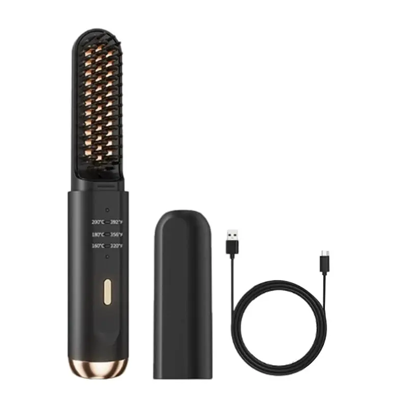 【TODAY ONLY】Cordless For Men Beard Straightener:Heated Beard Brush, Electric Hot Comb, Anti-Scald Mini Straightening Brush For M