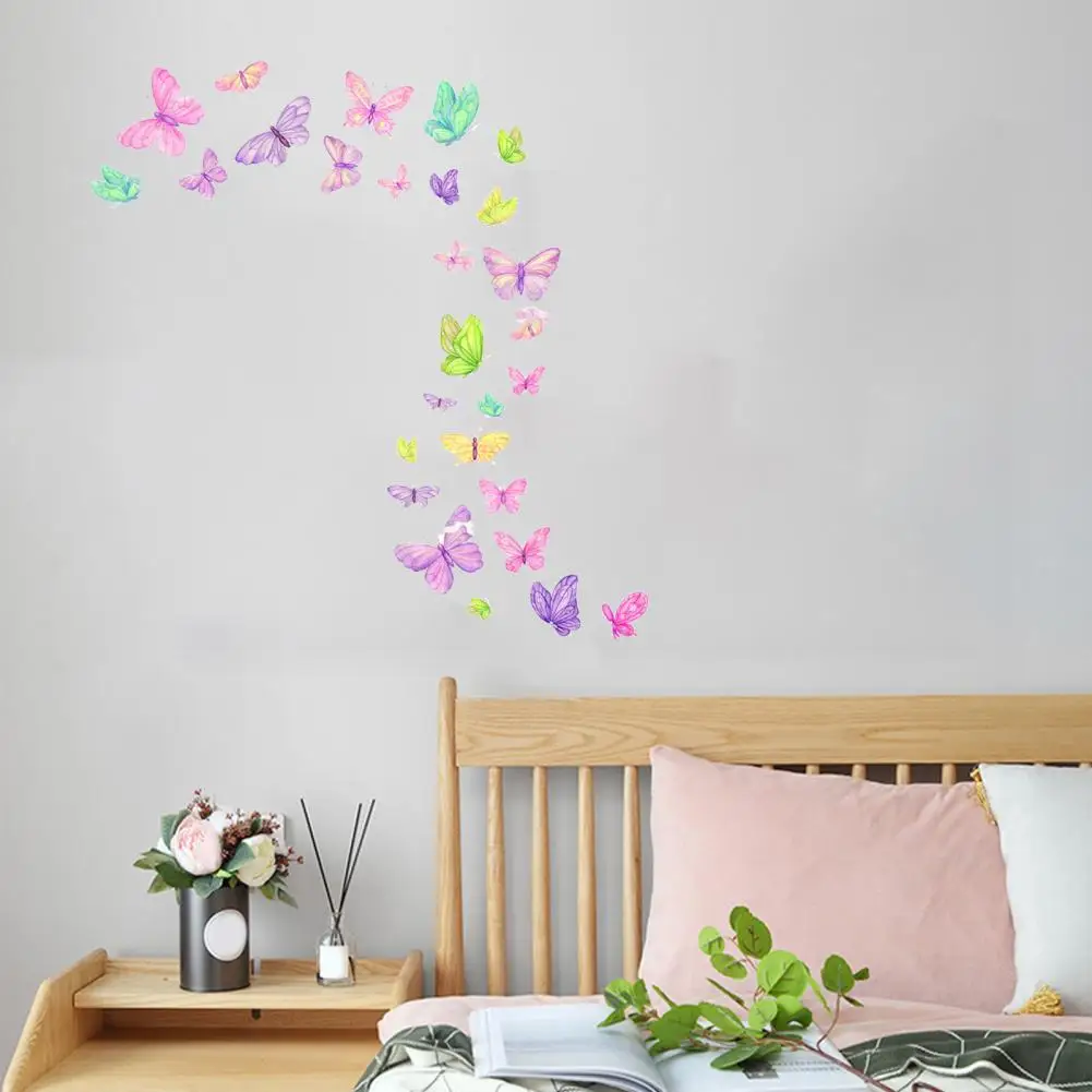 Romantic Butterflies Sticker Kids Bedroom Butterflies Sticker Vibrant Butterfly Wall Stickers Waterproof Pvc Decals for Girls'