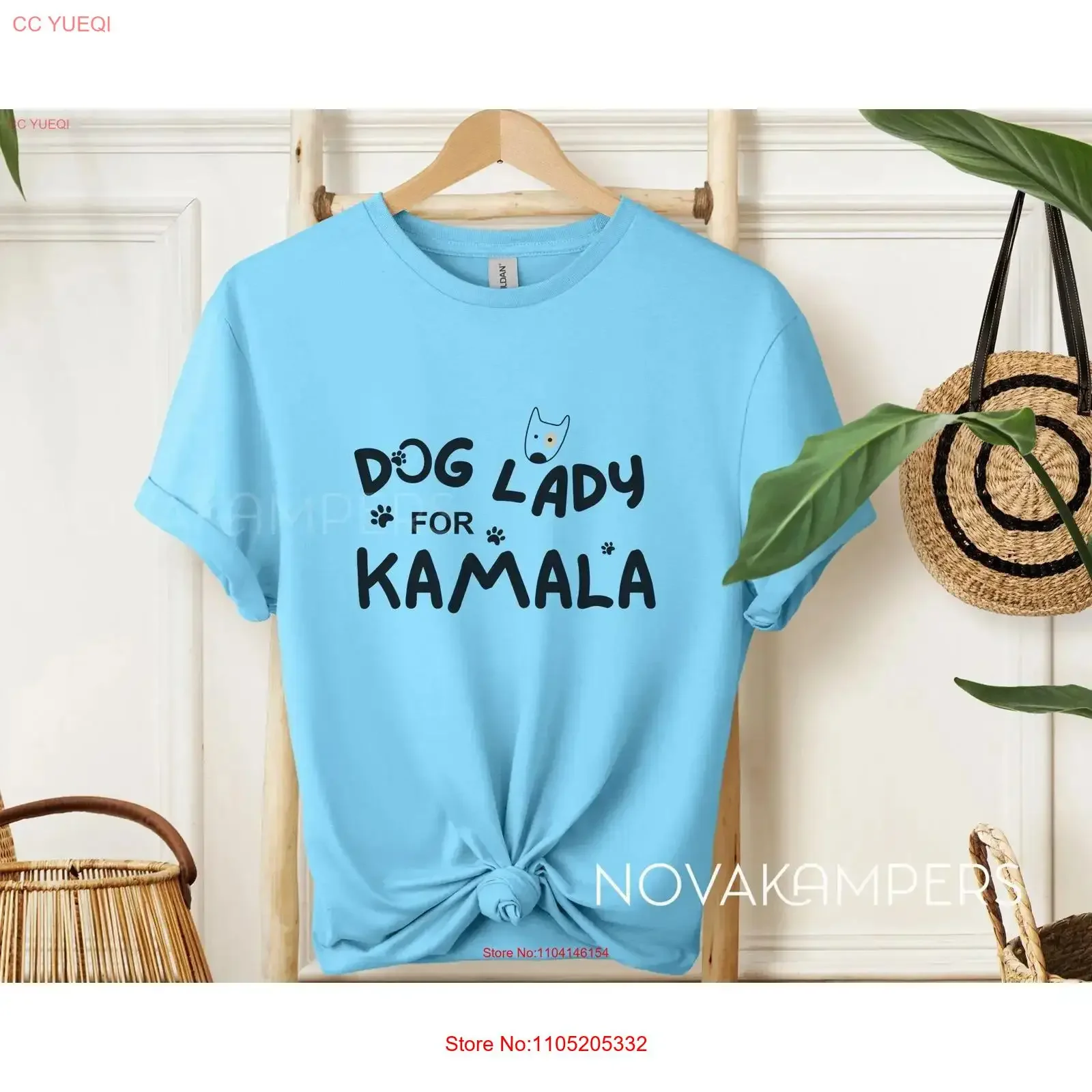 Dog Lady For Kamala T Shirt Harris 2024 President Political Mom Madam Rally Her vintage Washed streetwear homme Breathable