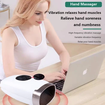 Wireless electric hand massager acupuncture massager heated physiotherapy air compression massage palm massager finger wrist relax