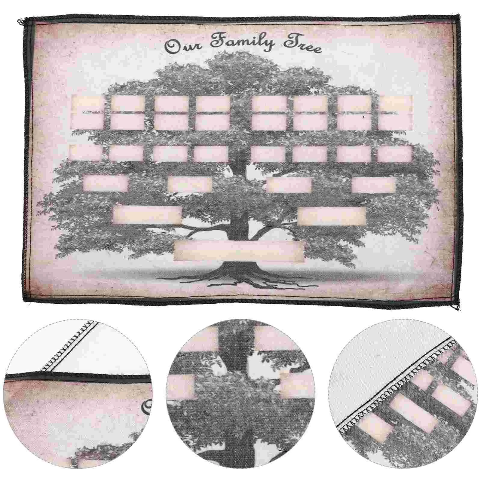 Canvas Family Tree Chart Patch Diagram Decor Fillable Blank Ancestry Genealogy Poster Office