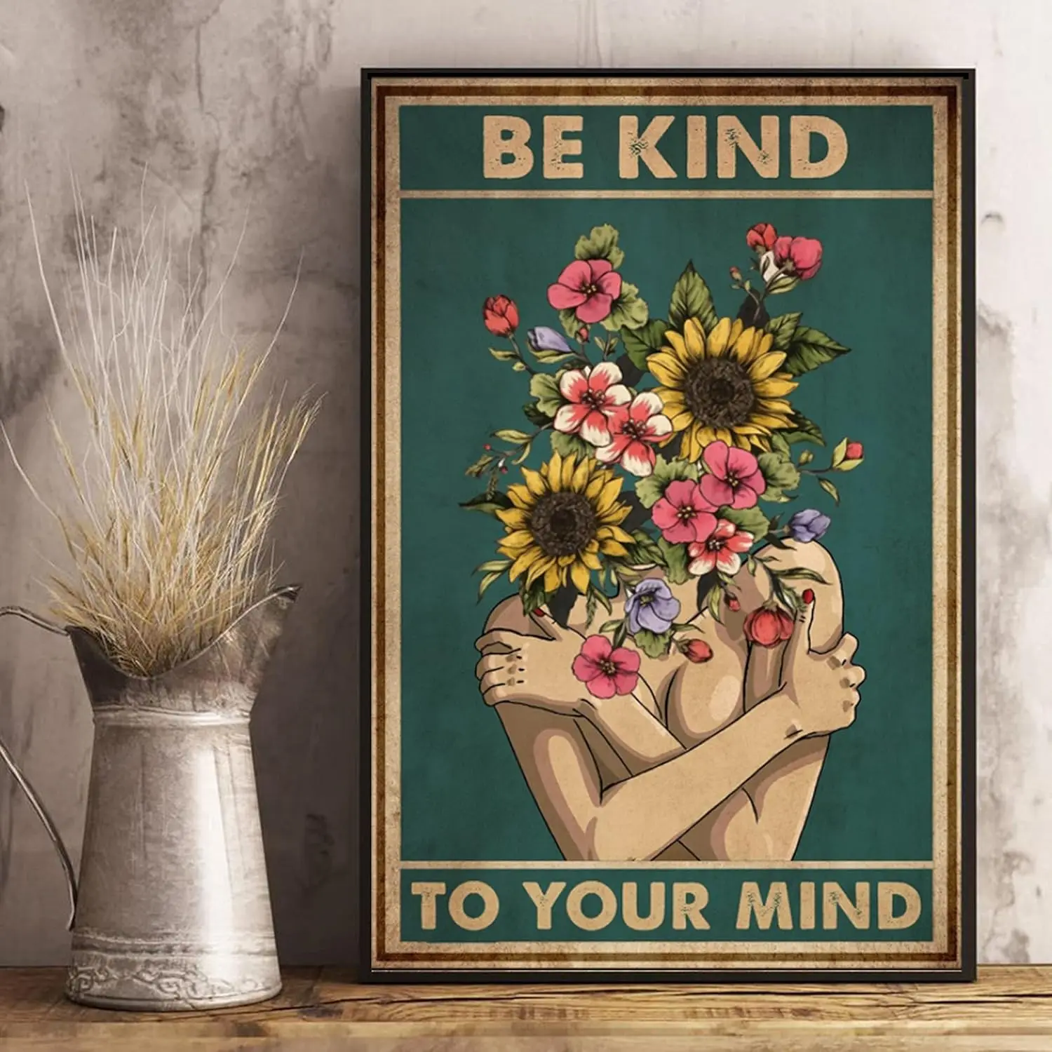 Retro Metal Tin Sign  Be Kind to Your Mind Poster Flower Poster Tree Poster Plan Poster Garden Poster Botanical Pri-aluminum
