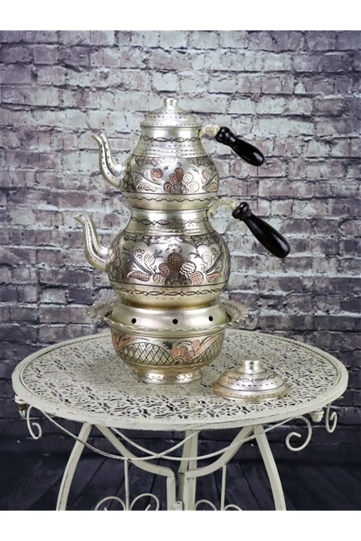 DOLBOVI copper teapot thick silver rose flower and heater cooker