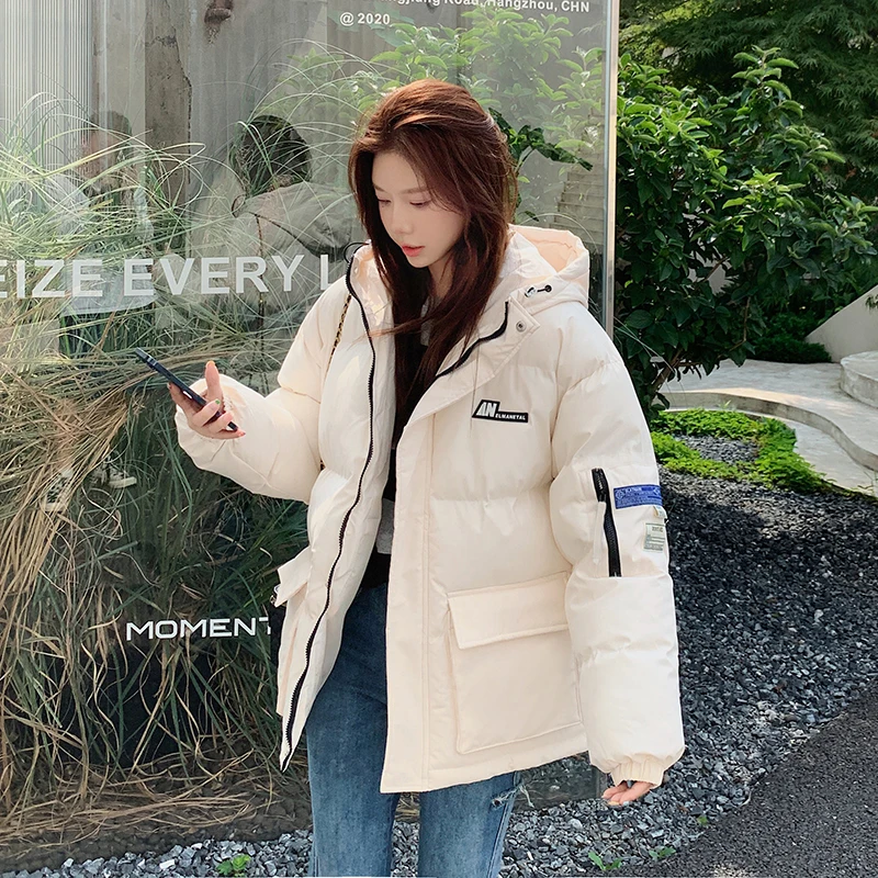 

Mid-length Women's Hooded Jackets 2022 Winter Thicked Cotton-padded Coats Oversized Loose Warm Down Cotton Parkas Outerwear