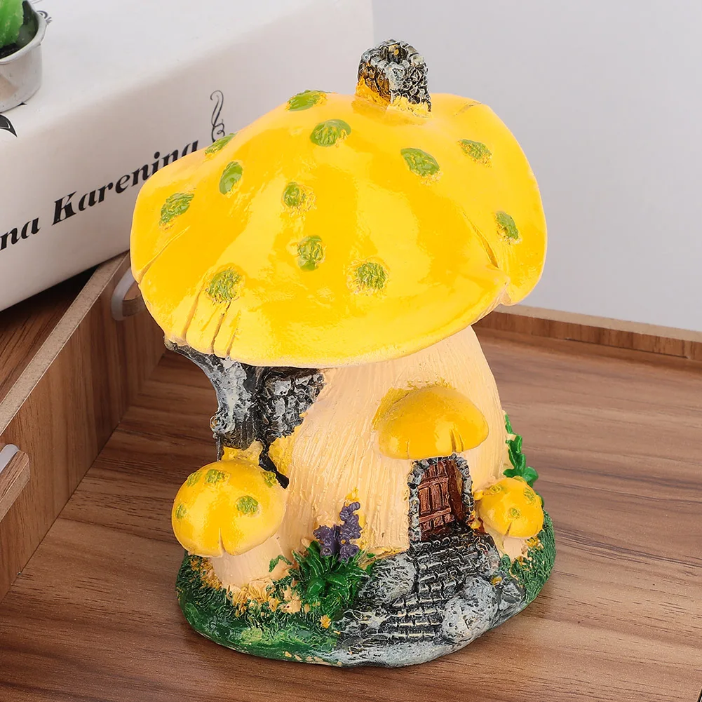 

Mushroom House Resin Crafts Home Ornament Miniature Statue Garden Decoration Courtyard Yard Lawn Bonsai Sculpture Decor