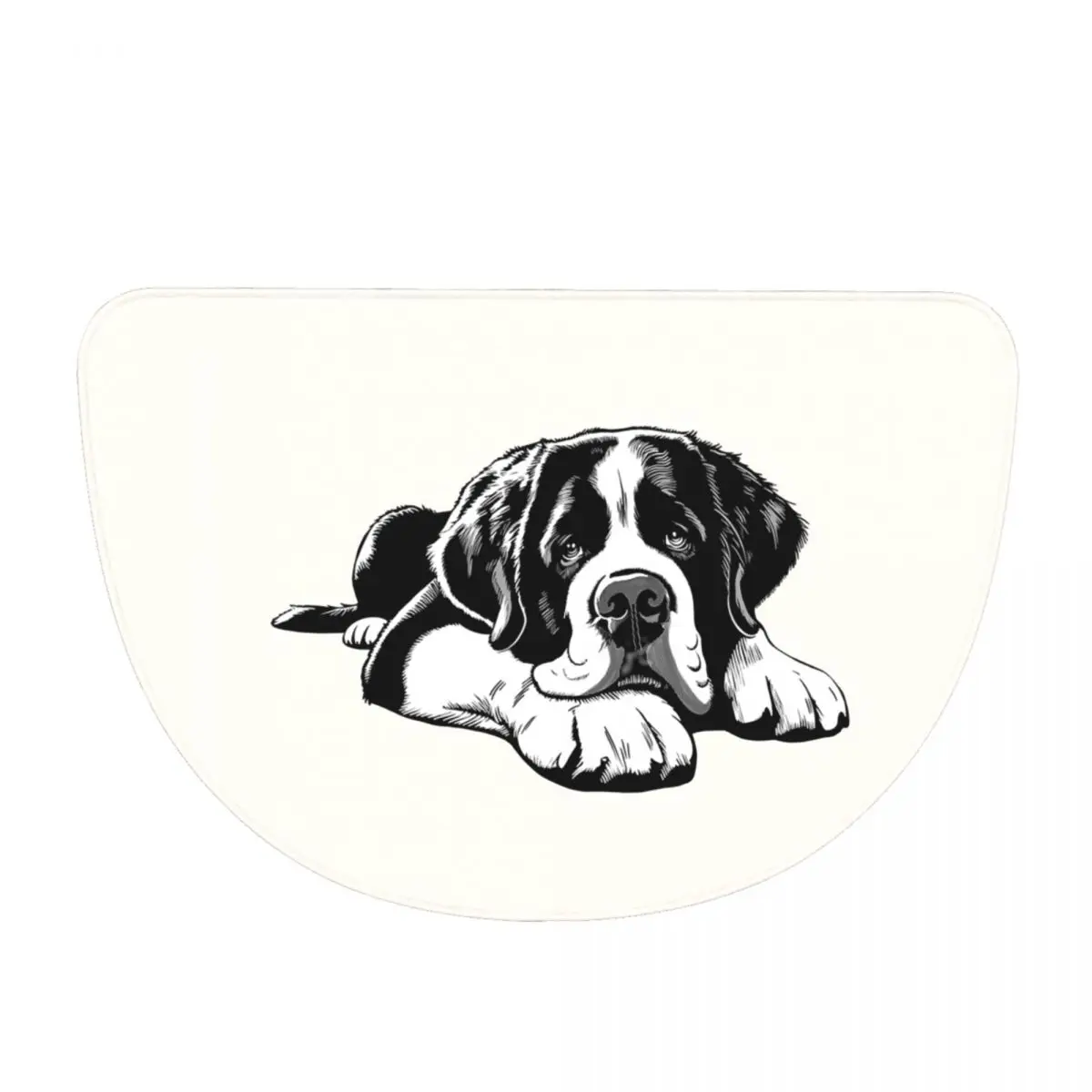 The Saint Bernard Soft Flannel Half Round Doormat Non Slip Bathroom Mat Absorbent Floor Carpet for Home Bedroom