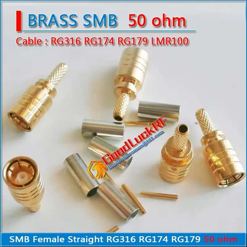 Smb Vrouwelijke Plug Window Crimp Voor Rg316 Rg174 Rg179 Lmr100 Kabel 50 Ohm Messing Rechte Coax Rf Connector Adapters