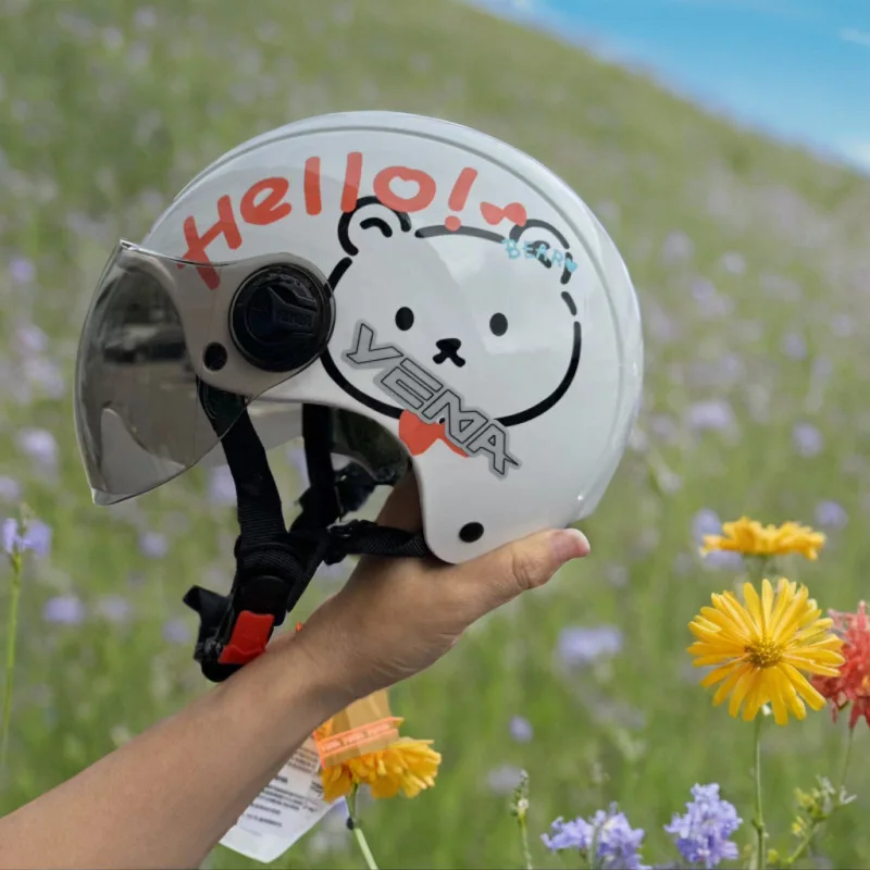 YM101-2S Helmet Cartoon Motorcycle Electric Vehicle Male and Female Knight Light Helmet Scooter Motorbike Moto Bike HelmetS