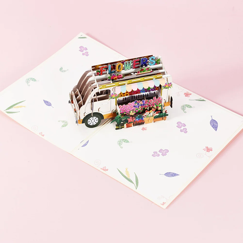 

Birthday Cards Up Flower Car Greeting Card Set Three Dimensional Blessing Card for Celebration Gift Idea