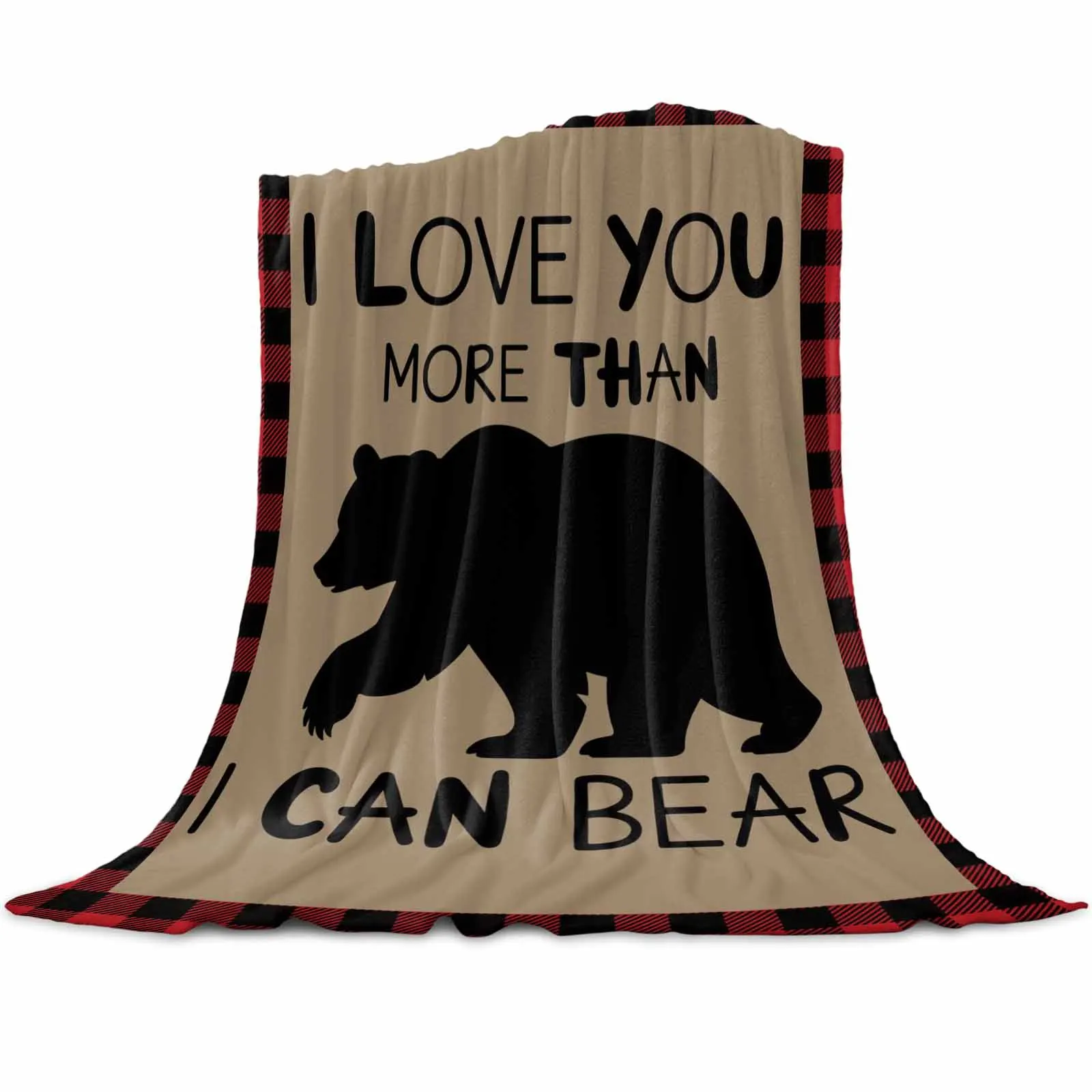 

Modern Brown Bear Silhouette Throws Blankets for Sofa Bed Winter Soft Plush Warm Family Friends Holiday Gifts