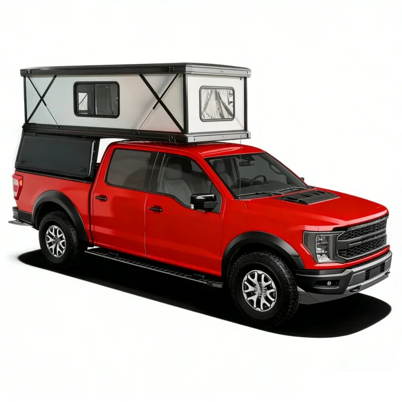 Premium Manual Pop-up Aluminum Hard Shell Roof Top Tent, Camping Shelter For Jeep Gladiator And Pickup Truck