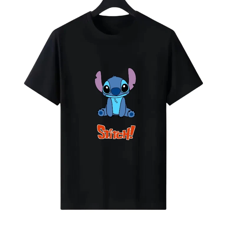

Disney Stitch Pattern Woman Round Neck Parent-child Clothing Loose Tops Ladies Cheap Y2k Short Sleeves T-Shirt Men Sweatshirts