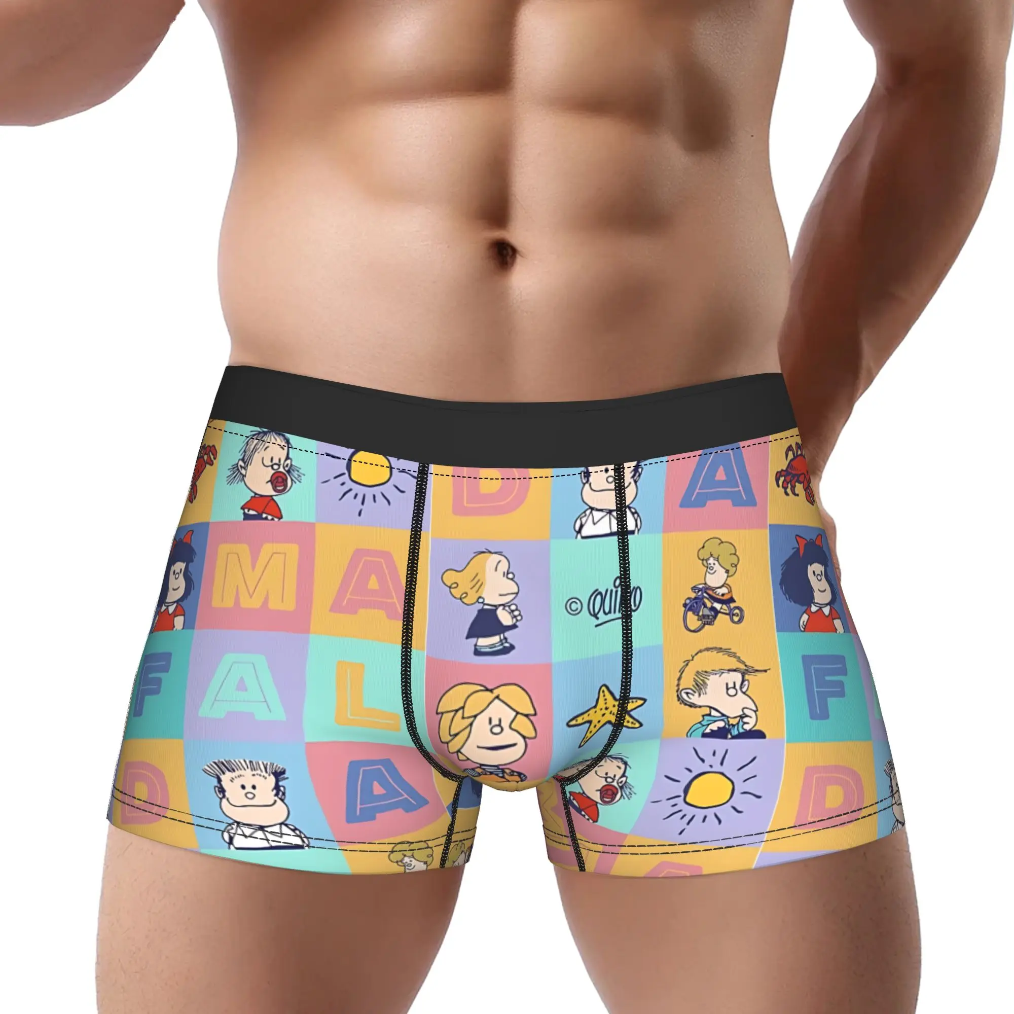 

1 шт. Трусы-боксеры M-Mafalda «Маленький философ в больших очках», дышащие, вентилируемые, мужское нижнее белье