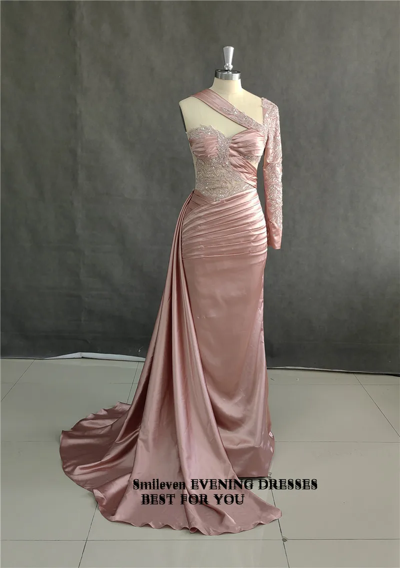 Smileven Luxurious Merrmaid Formal Evening Dress One Shoulder Beaded  3D Lace Prom Dresses New Celebrity Dresses Customized